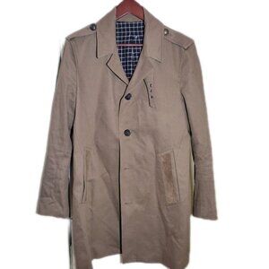 The Kooples mens blazer single breast jacket coat suede trim military 48 medium